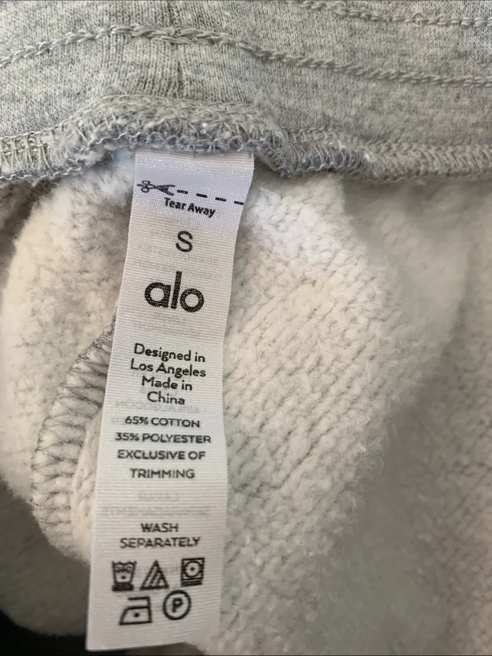 ALO Yoga High Waist Easy Sweat Shorts Grey Size Small Long Length Sporty Gym